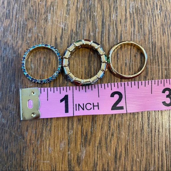 J Crew Trio Ring Crystal Multi-Metal Stacking Ring Set - Picture 6 of 7